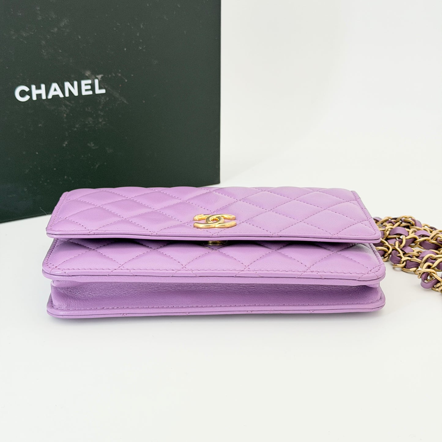 Chanel Purple Top Handle Wallet On Chain
