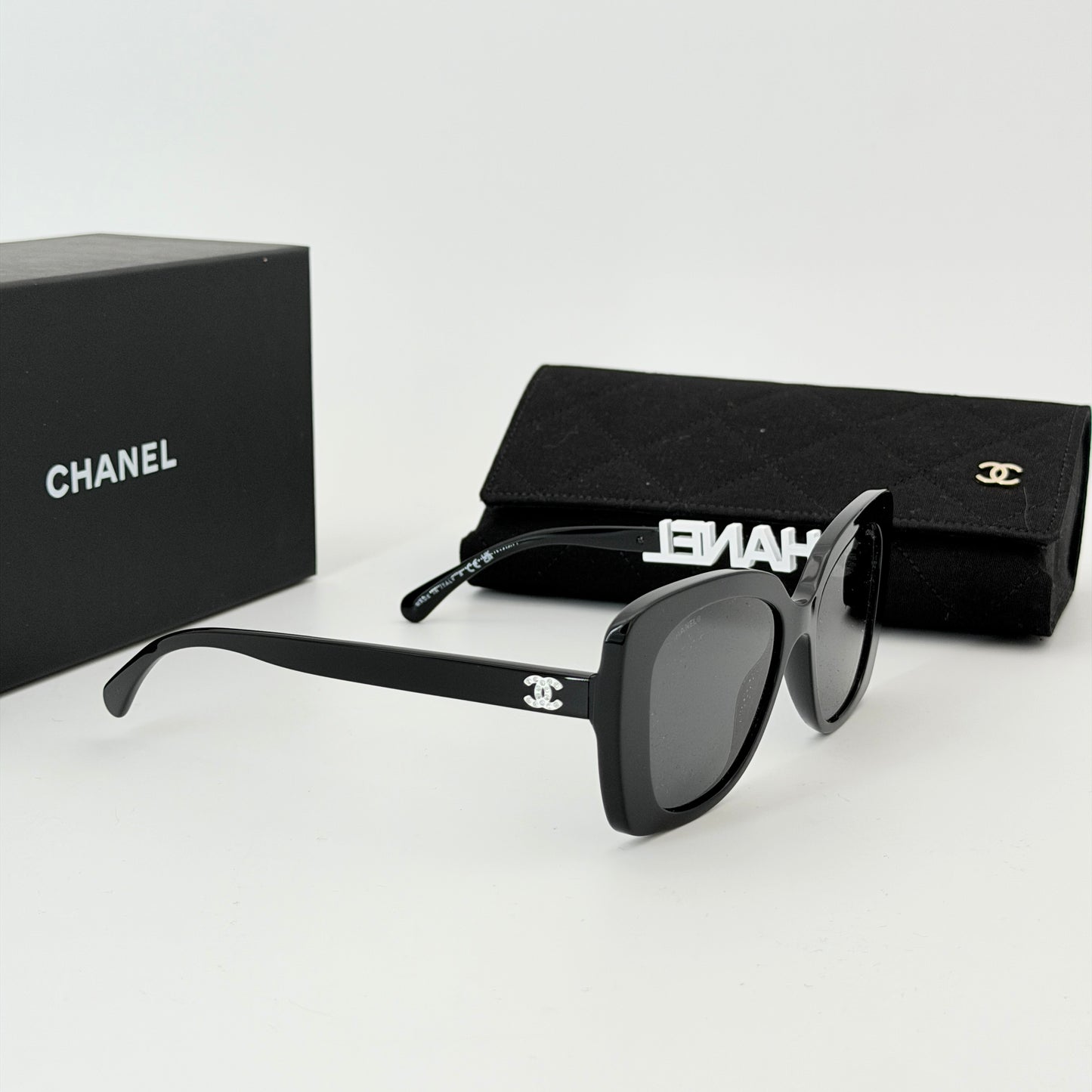 CHANEL CH5422B Women's Sunglasses, Black / White