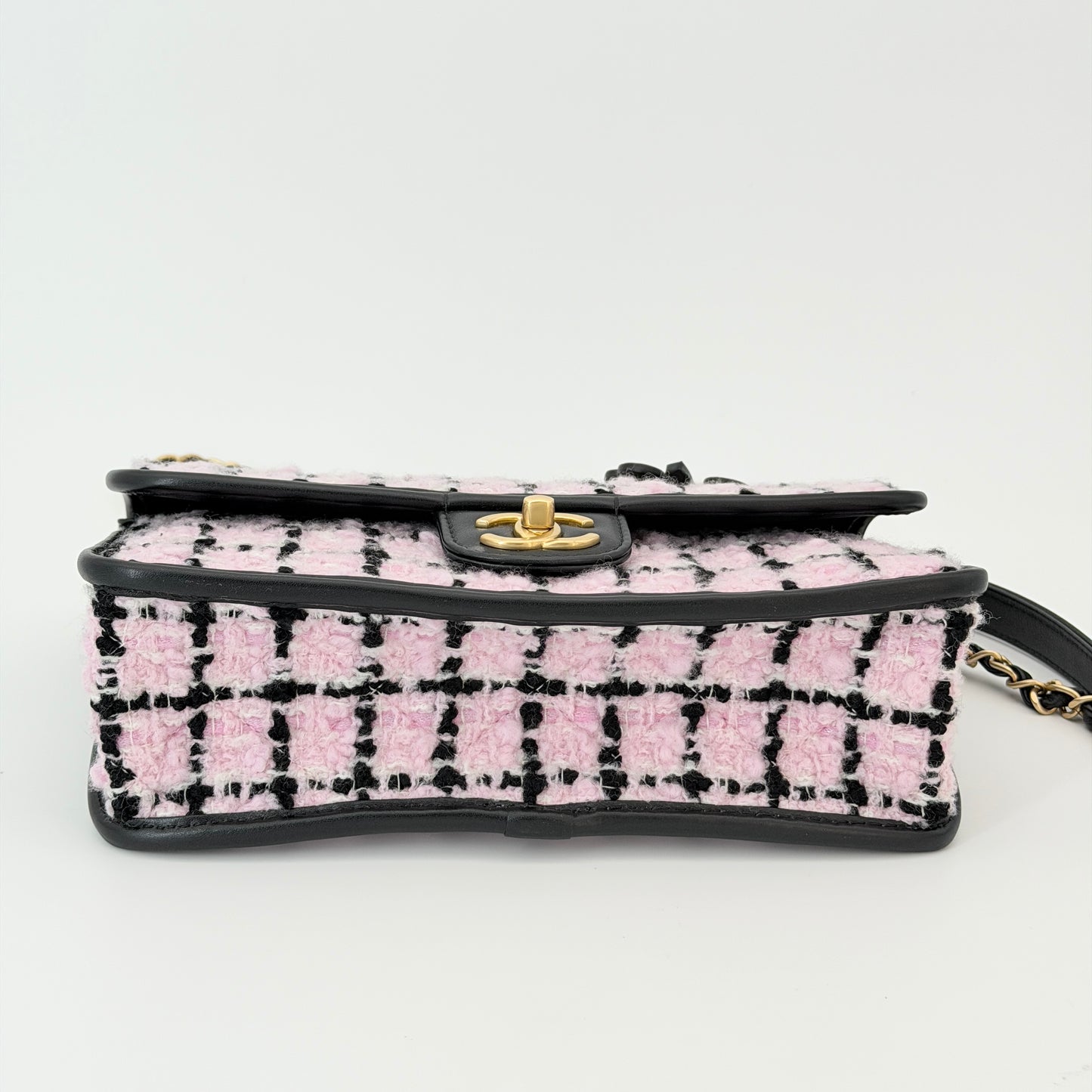Chanel Tweed School Memory Flap Bag - Pink Handle Bag