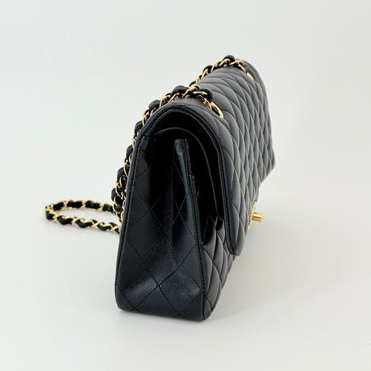 Chanel Lambskin Black Quilted Medium Classic Double Flap Bag