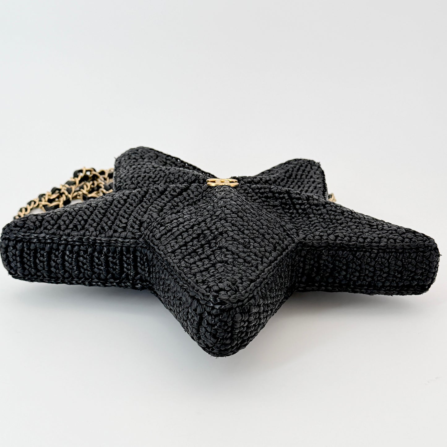 Chanel Raffia Star Coco Beach Bag Black