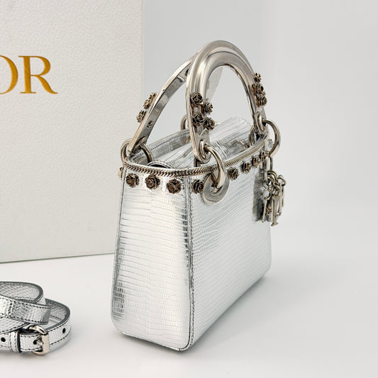 Christian Dior Mini Leather Lady Dior Bag - Silver Handle Bag