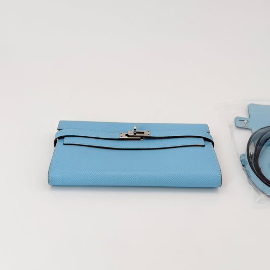 Hermes Epsom Kelly Longue Wallet Blue