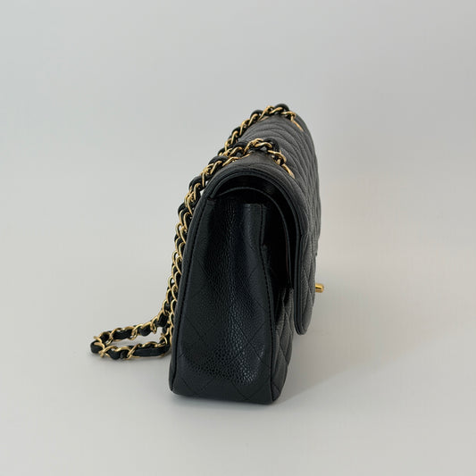 Chanel Black Classic Medium Flap Bag Caviar