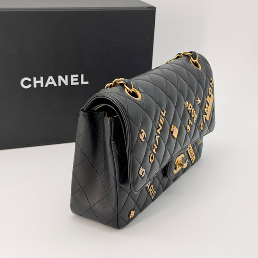 Chanel Black Distressed Leather Lucky Charms Bag