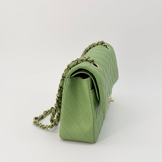 Chanel Classic Small Double Flap Bag - Green Shoulder Bag