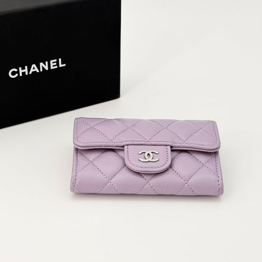 Chanel Purple Caviar Classic Flap Card Holder Wallet