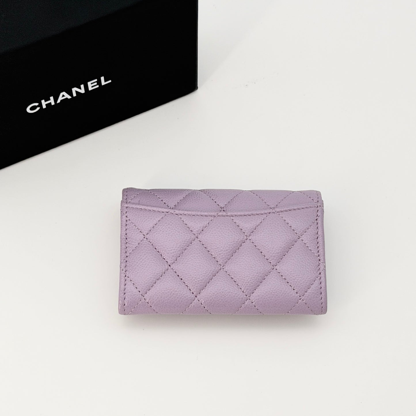 Chanel Purple Caviar Classic Flap Card Holder Wallet