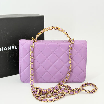 Chanel Purple Top Handle Wallet On Chain
