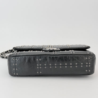 Chanel Black Glazed Airlines Medium Double Flap Bag