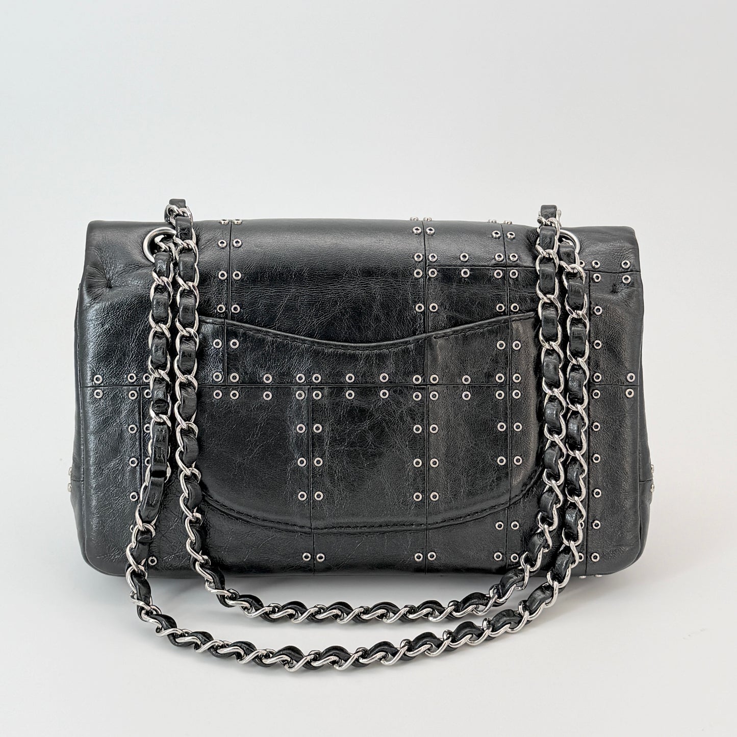 Chanel Black Glazed Airlines Medium Double Flap Bag