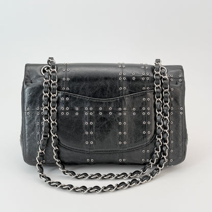 Chanel Black Glazed Airlines Medium Double Flap Bag