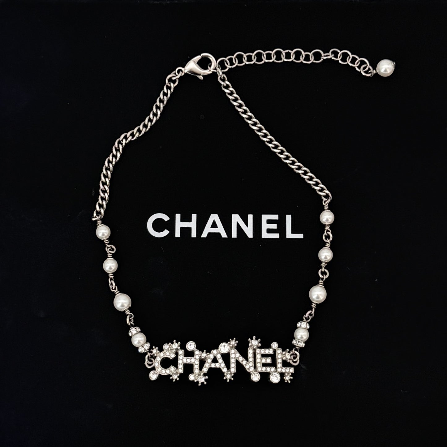 CHANEL Crystal Snowflake CHANEL Logo Pendant bracelet