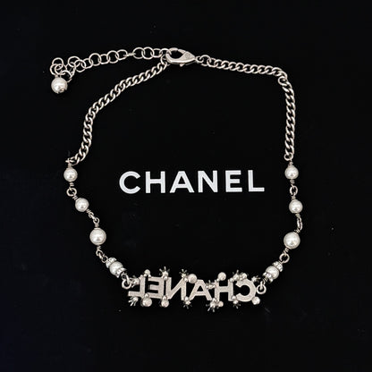 CHANEL Crystal Snowflake CHANEL Logo Pendant bracelet