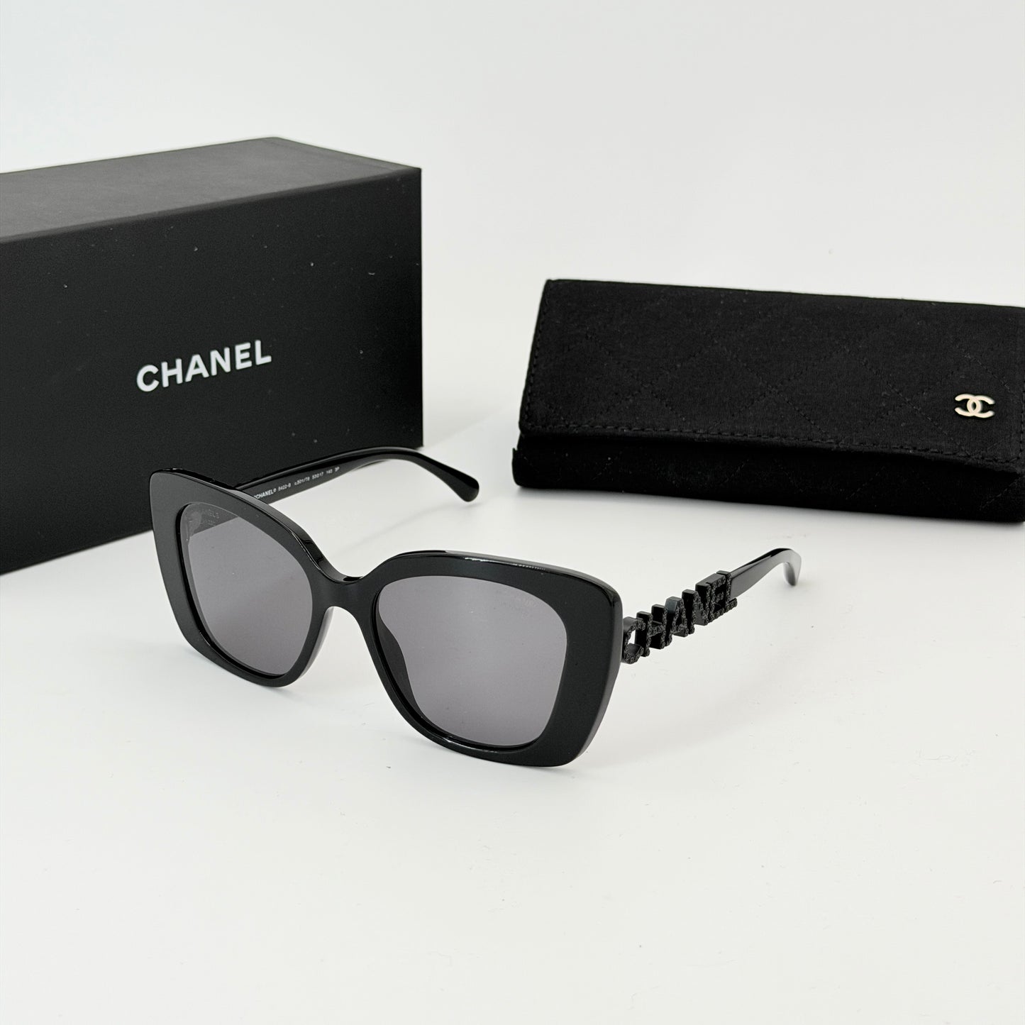 Chanel Acetate Strass Square Sunglasses 5422-B Black