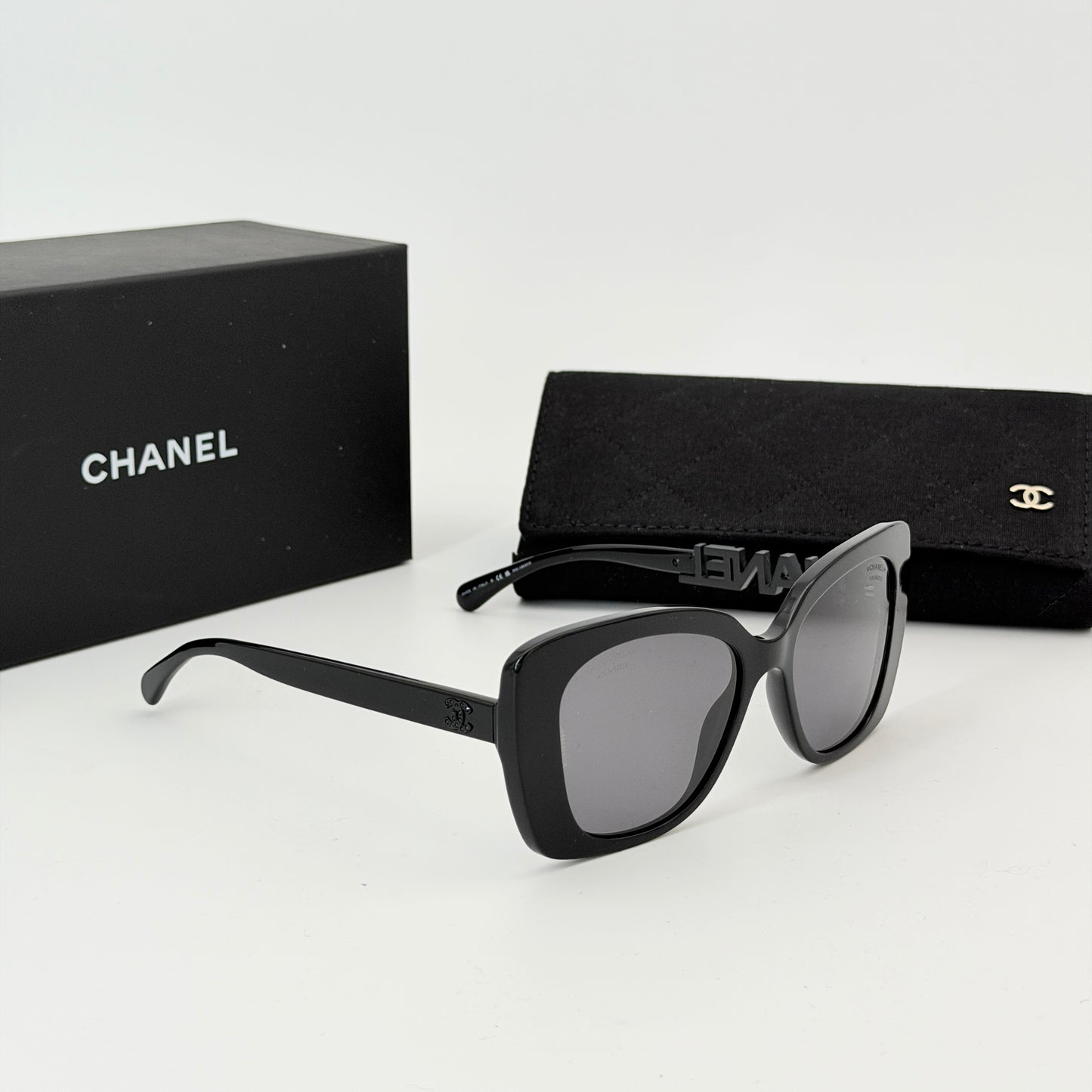 Chanel Acetate Strass Square Sunglasses 5422-B Black