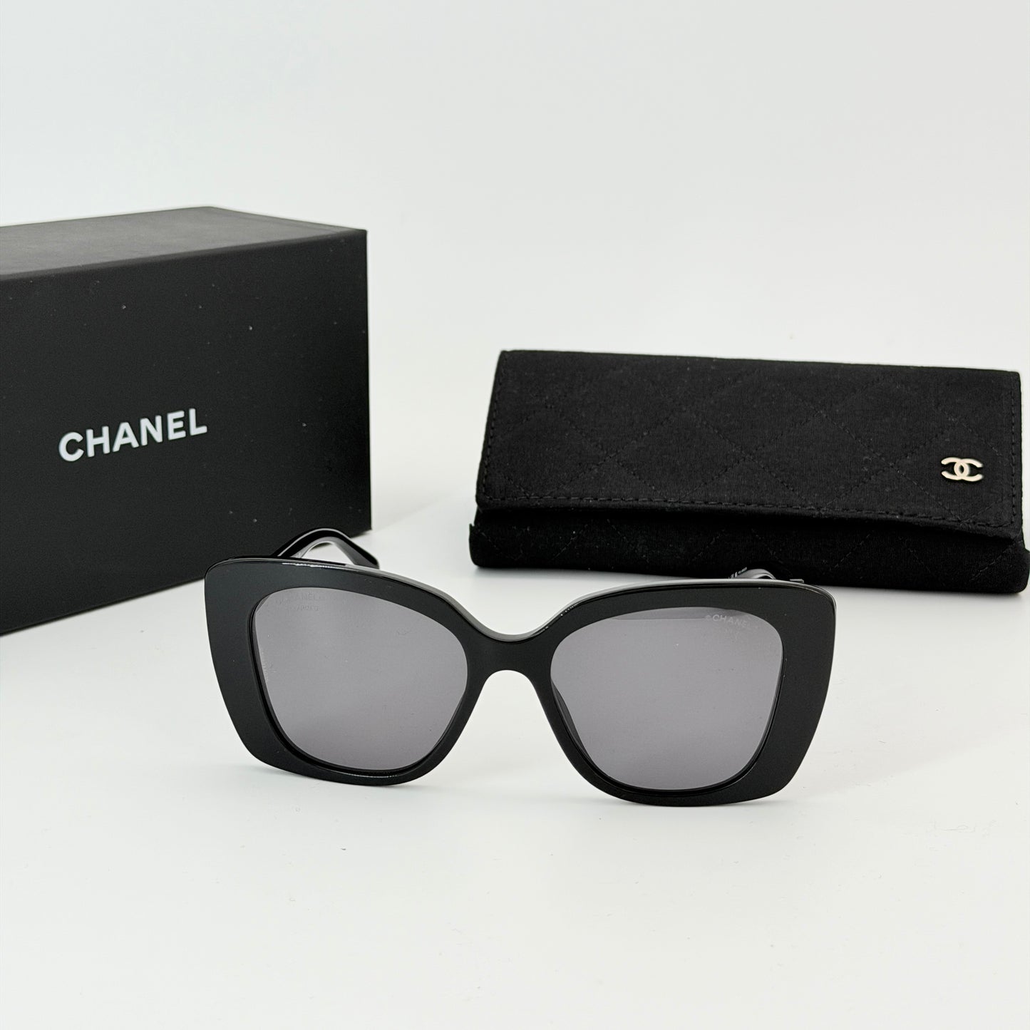 Chanel Acetate Strass Square Sunglasses 5422-B Black