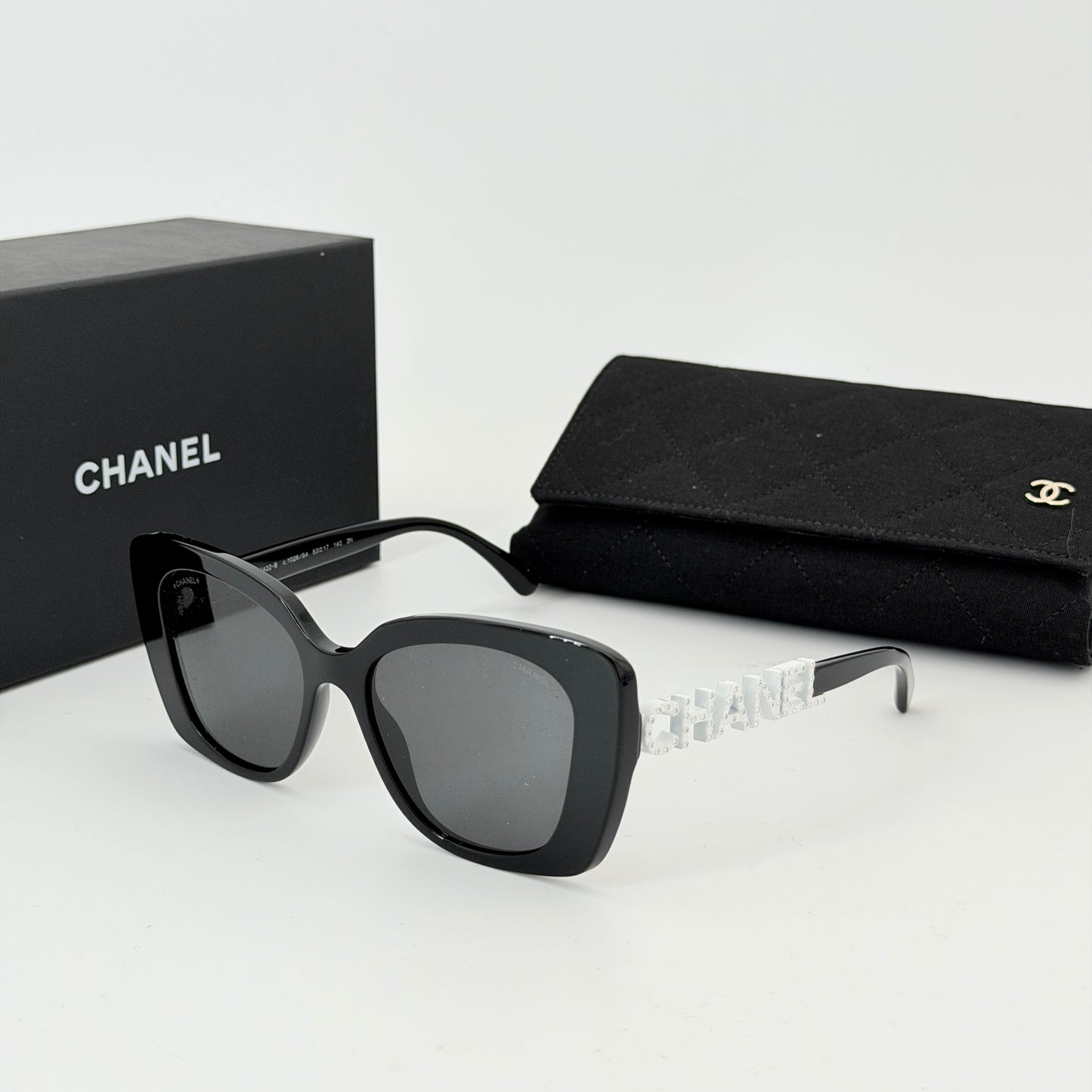 CHANEL CH5422B Women's Sunglasses, Black / White