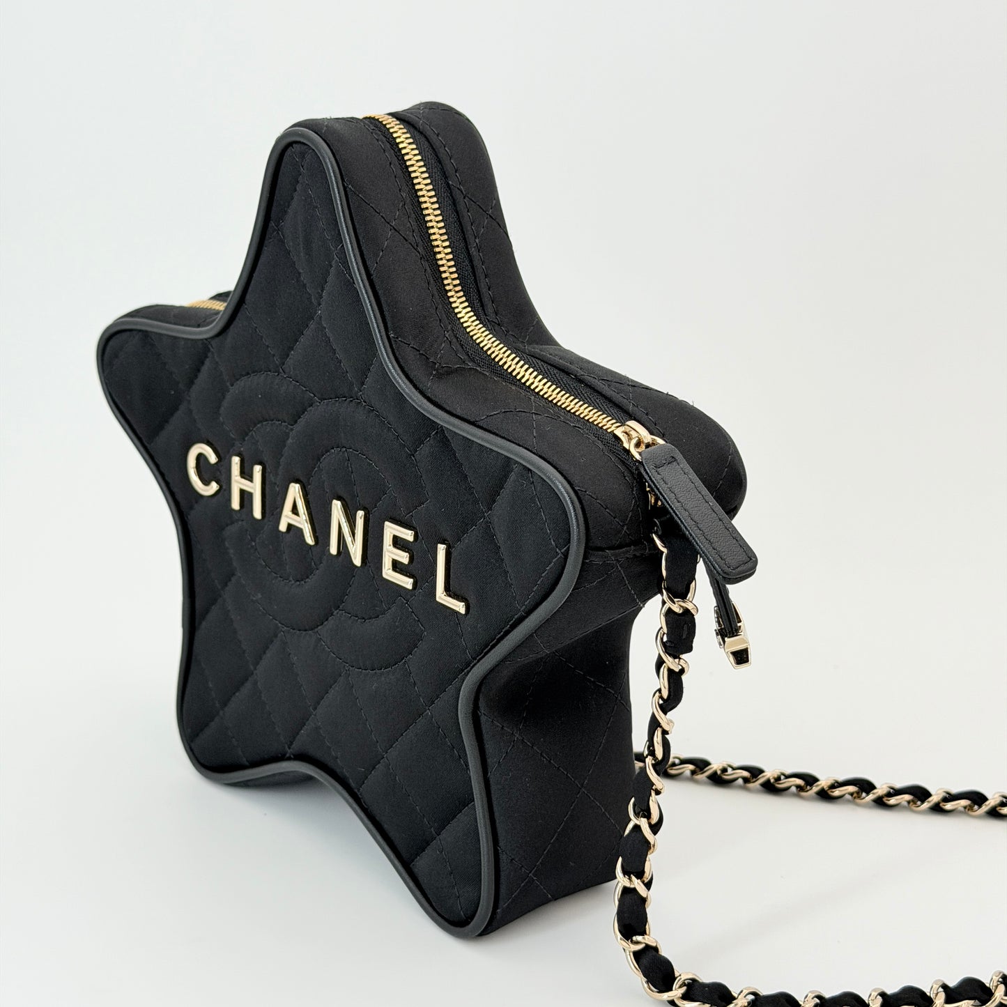 Chanel Satin Walk Of Fame Bag Black
