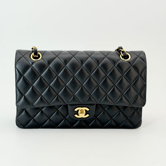 Chanel Lambskin Black Quilted Medium Classic Double Flap Bag