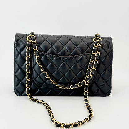 Chanel Lambskin Black Quilted Medium Classic Double Flap Bag
