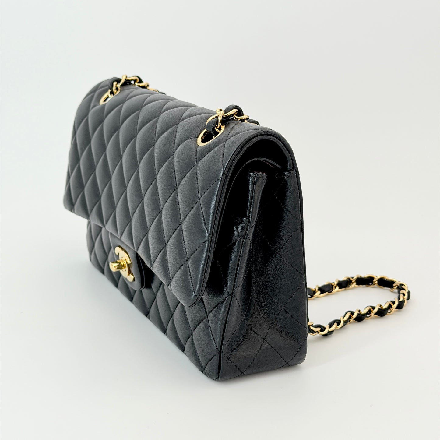 Chanel Lambskin Black Quilted Medium Classic Double Flap Bag