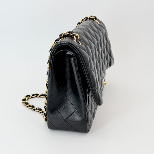Chanel Lambskin Quilted Jumbo Double Flap Black