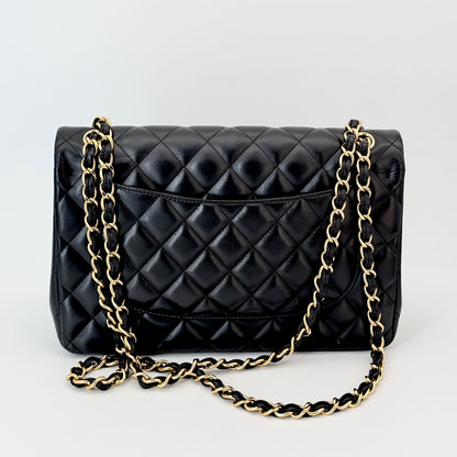 Chanel Lambskin Quilted Jumbo Double Flap Black
