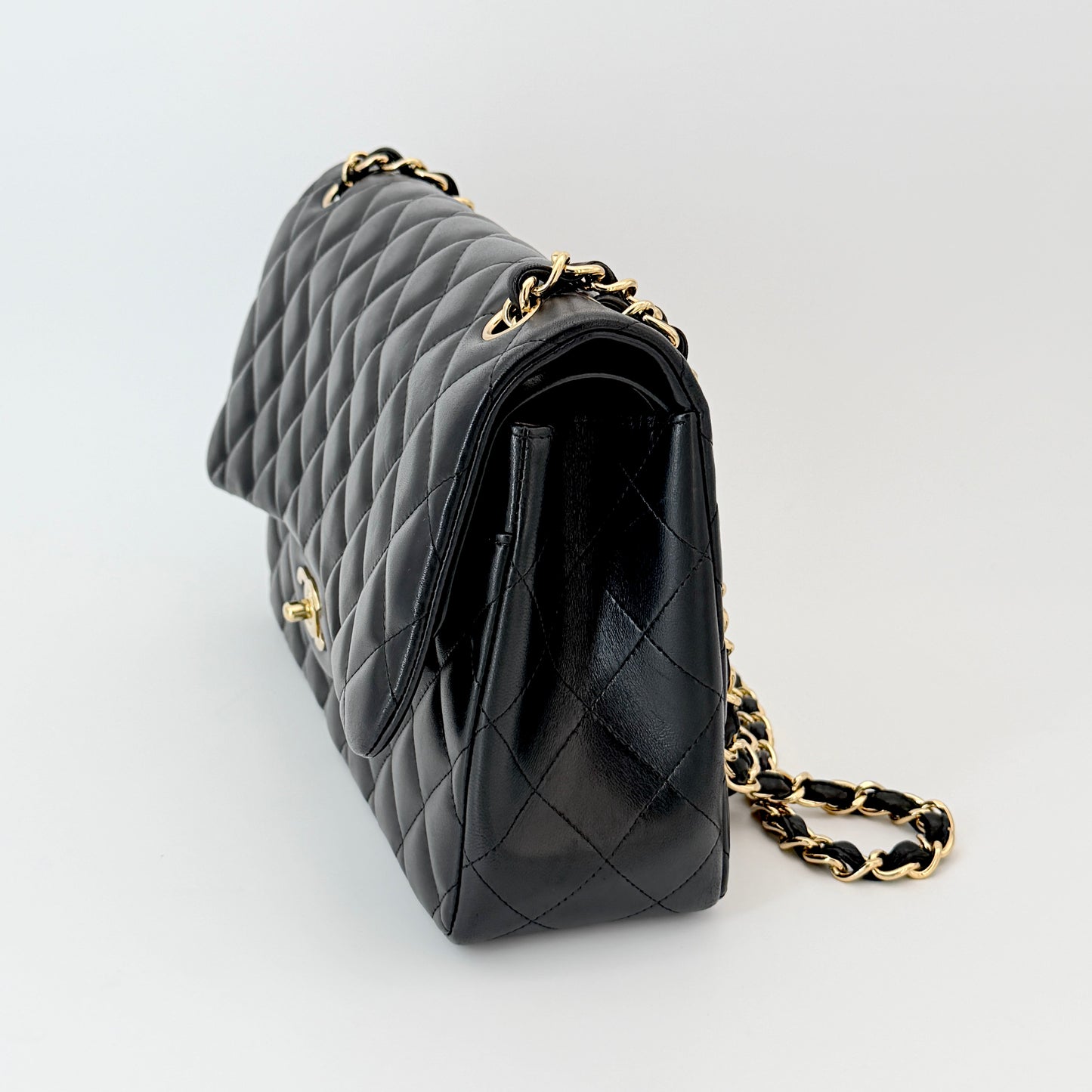 Chanel Lambskin Quilted Jumbo Double Flap Black