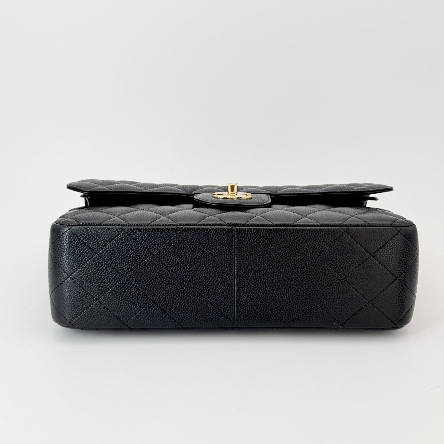 Chanel Black Quilted Caviar Leather Jumbo Classic Double Flap Bag