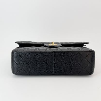 Chanel Black Quilted Caviar Leather Jumbo Classic Double Flap Bag