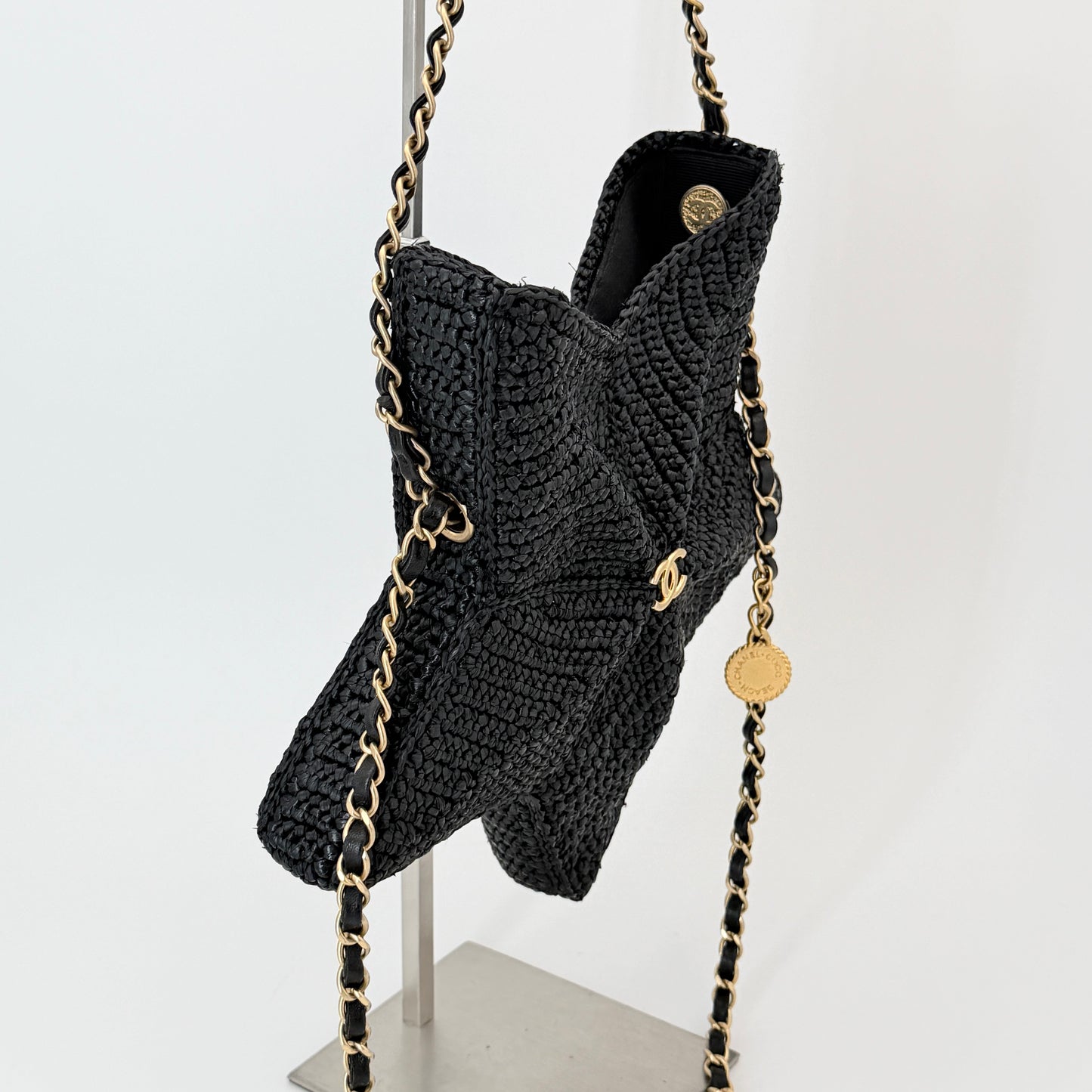 Chanel Raffia Star Coco Beach Bag Black