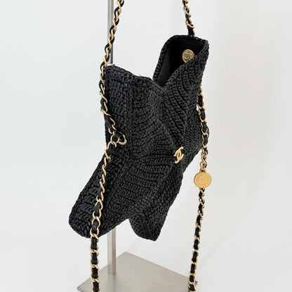 Chanel Raffia Star Coco Beach Bag Black