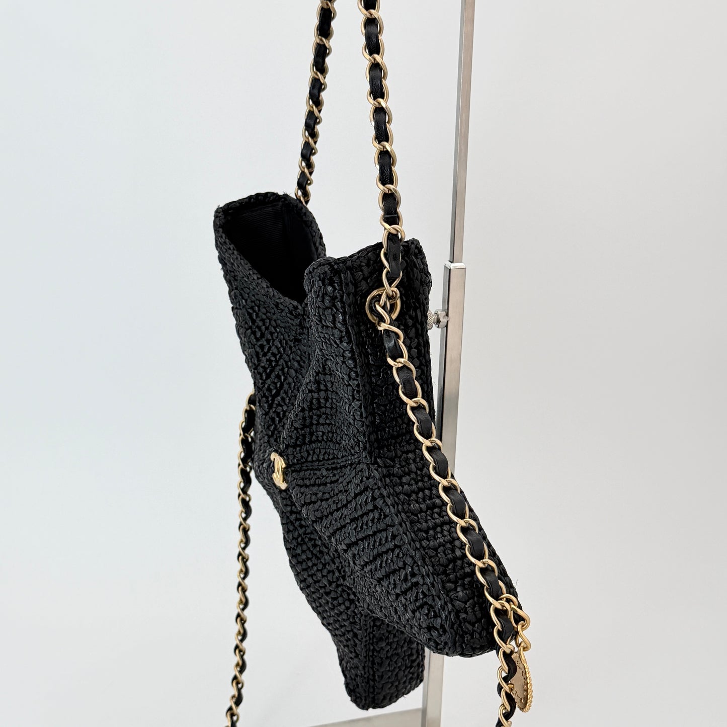 Chanel Raffia Star Coco Beach Bag Black