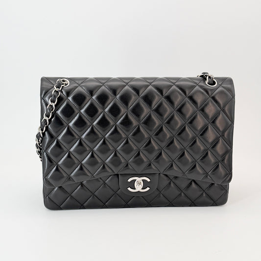 Chanel Classic Double Flap Maxi - Black Leather