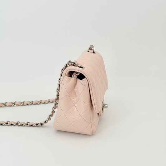 Chanel Light Pink Quilted Caviar Mini Square Flap