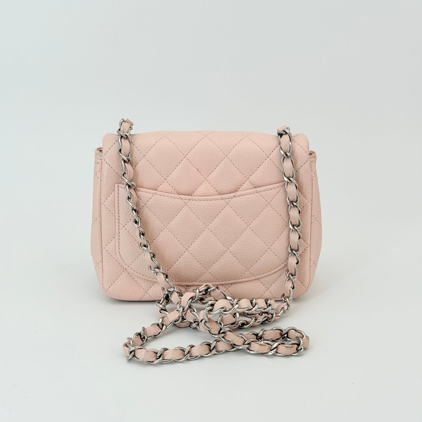 Chanel Light Pink Quilted Caviar Mini Square Flap