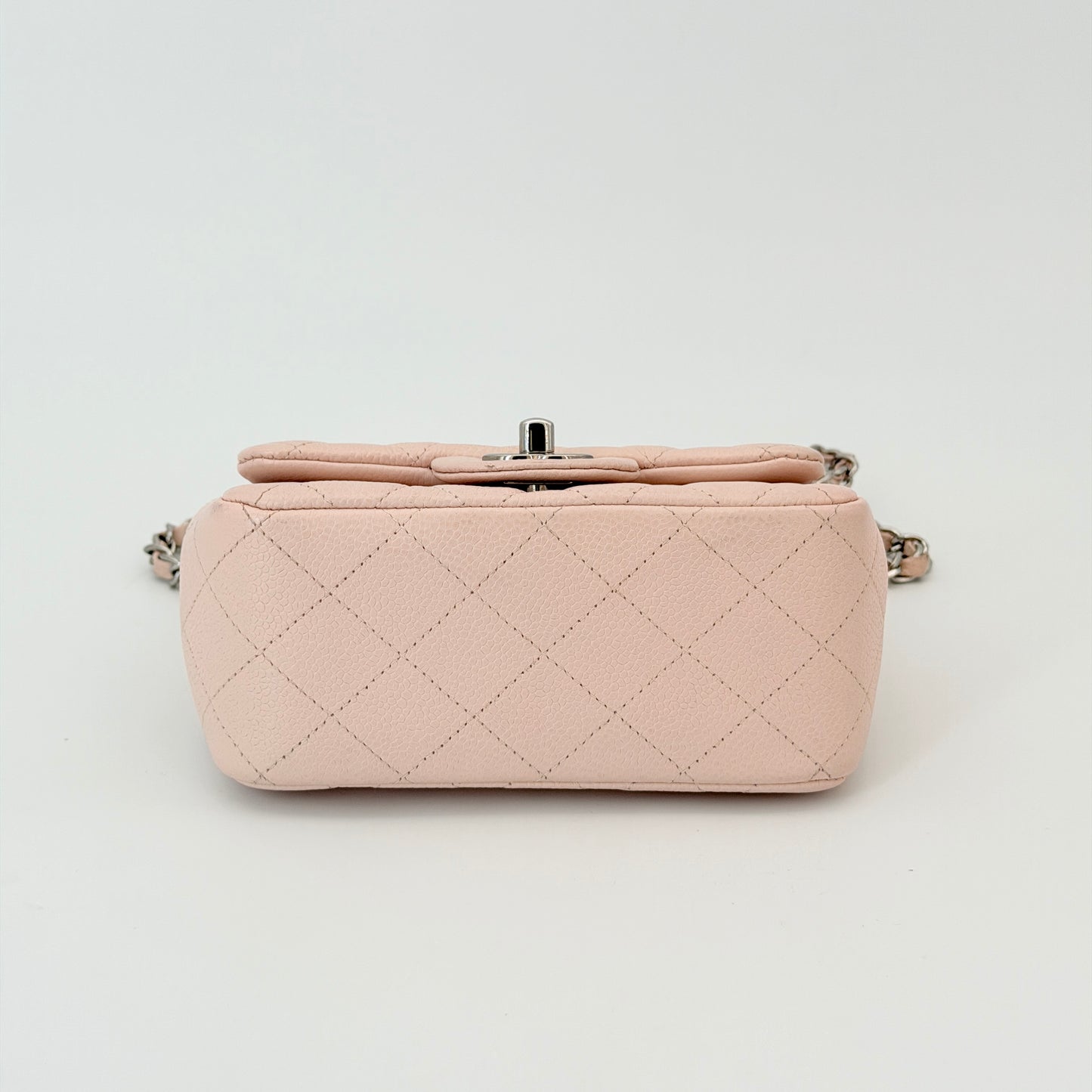 Chanel Light Pink Quilted Caviar Mini Square Flap