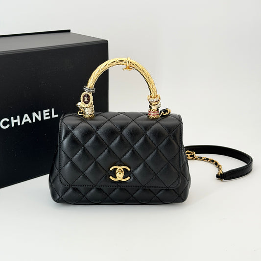 Chanel Quilted Coco Crush Handle Badge Mini Coco Handle Bag