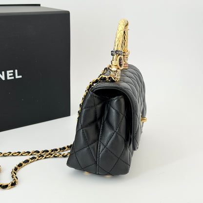 Chanel Quilted Coco Crush Handle Badge Mini Coco Handle Bag