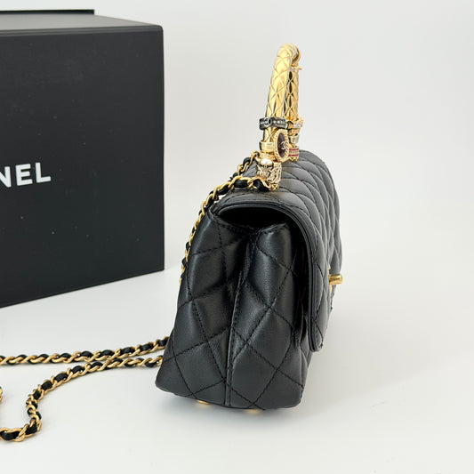 Chanel Quilted Coco Crush Handle Badge Mini Coco Handle Bag