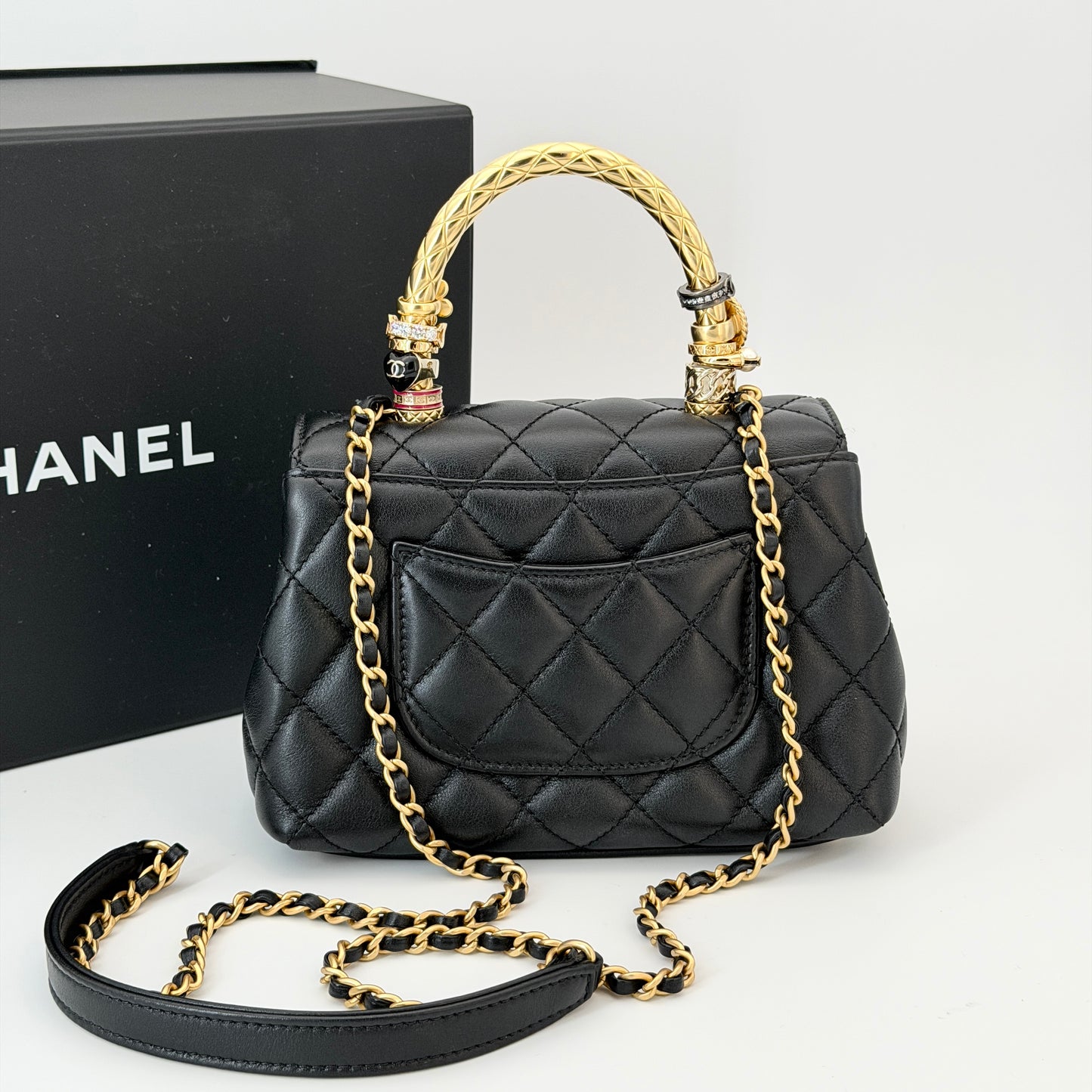 Chanel Quilted Coco Crush Handle Badge Mini Coco Handle Bag