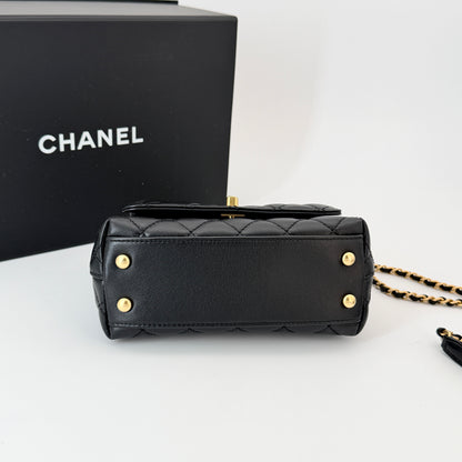 Chanel Quilted Coco Crush Handle Badge Mini Coco Handle Bag