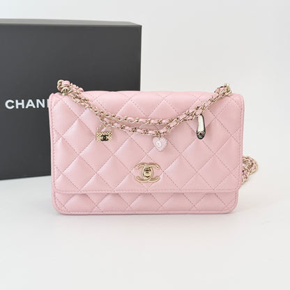 Chanel Pink Lambskin Wallet On Chain