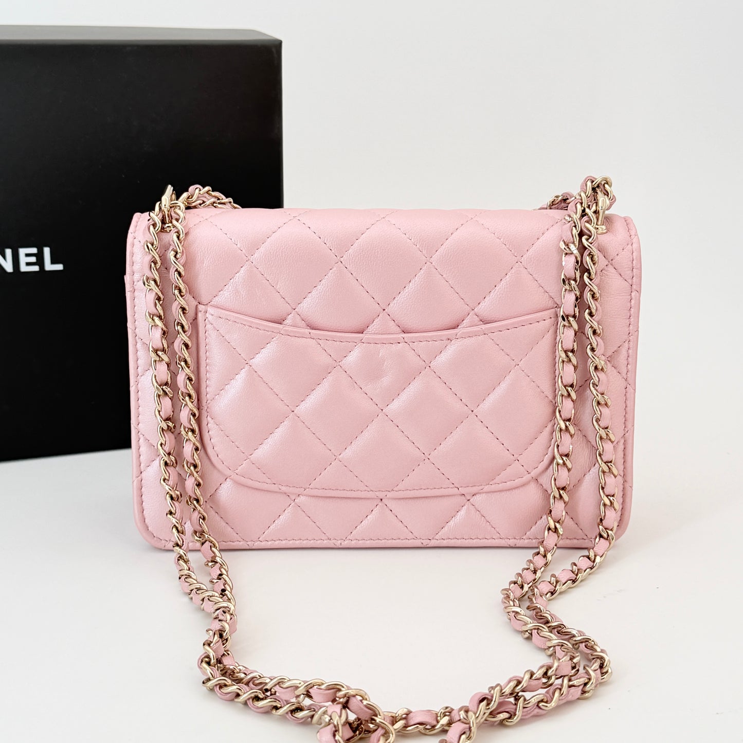 Chanel Pink Lambskin Wallet On Chain