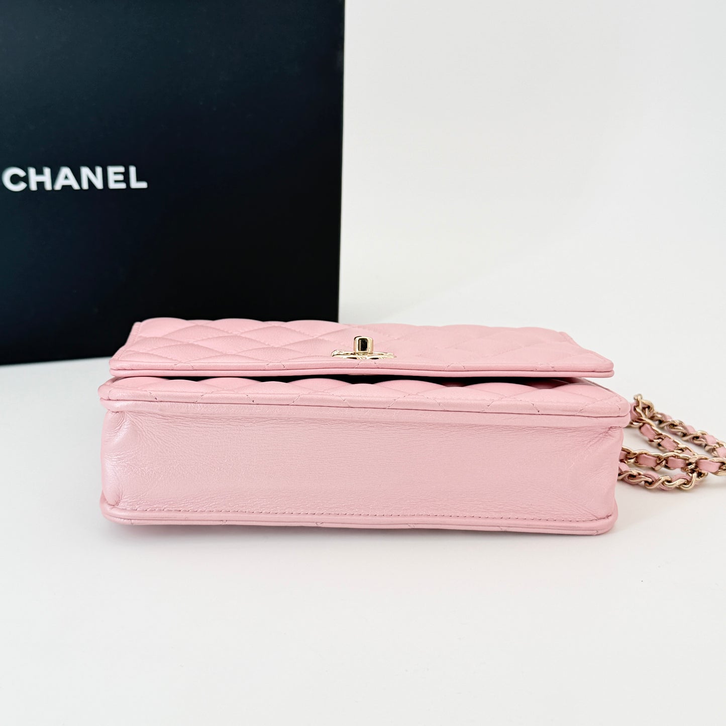 Chanel Pink Lambskin Wallet On Chain