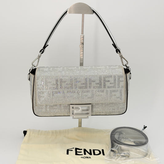 Fendi Crystal Vitello Laminato FF Mini Baguette Crystal