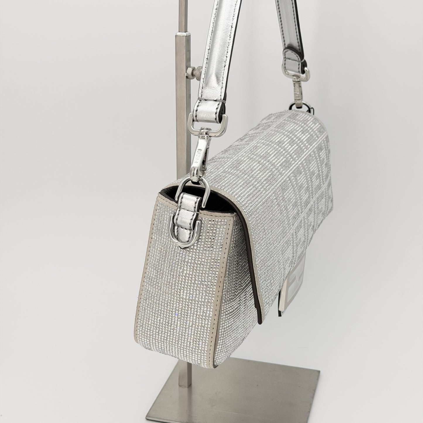 Fendi Crystal Vitello Laminato FF Mini Baguette Crystal