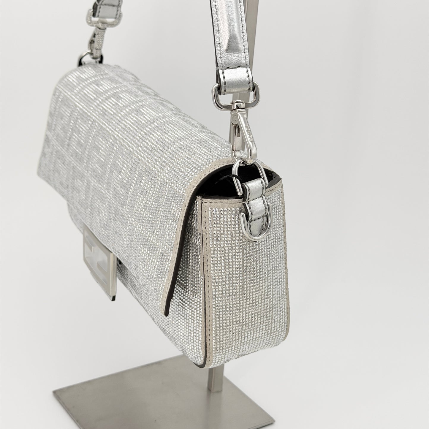 Fendi Crystal Vitello Laminato FF Mini Baguette Crystal