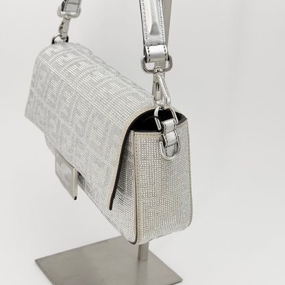 Fendi Crystal Vitello Laminato FF Mini Baguette Crystal